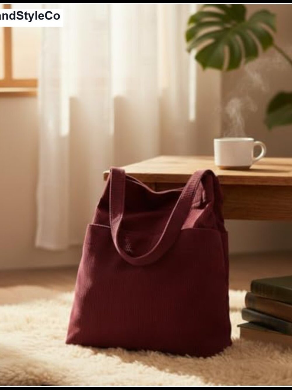 URBECA Women's Corduroy Hobo Tote Bag Shoulder Handbag Multi-Pocket - Picture 2 of 3